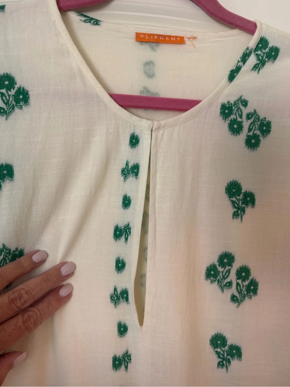Oliphant Cream Maxi Dress with Green Floral Print - Picture 4 of 7